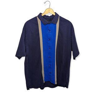 Synergy Blue & Gray Button Down Short Sleeve Shirt XXL